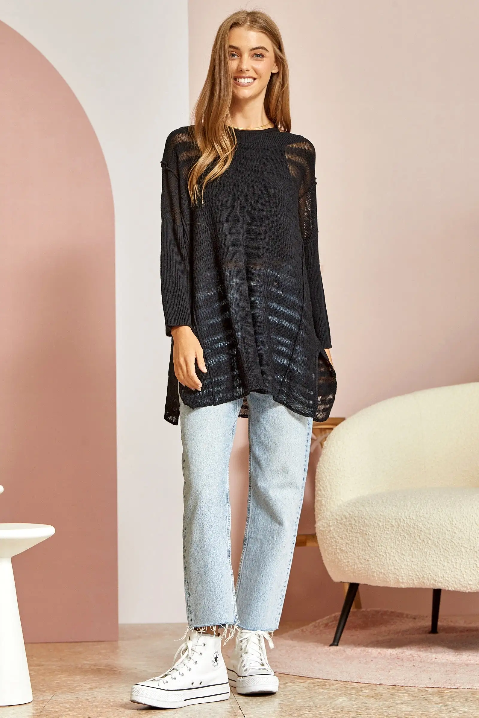 It's Worth It Tunic Sweater - Black