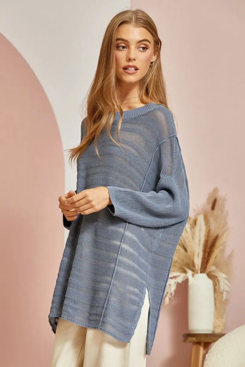 It's Worth It Tunic Sweater - Blue