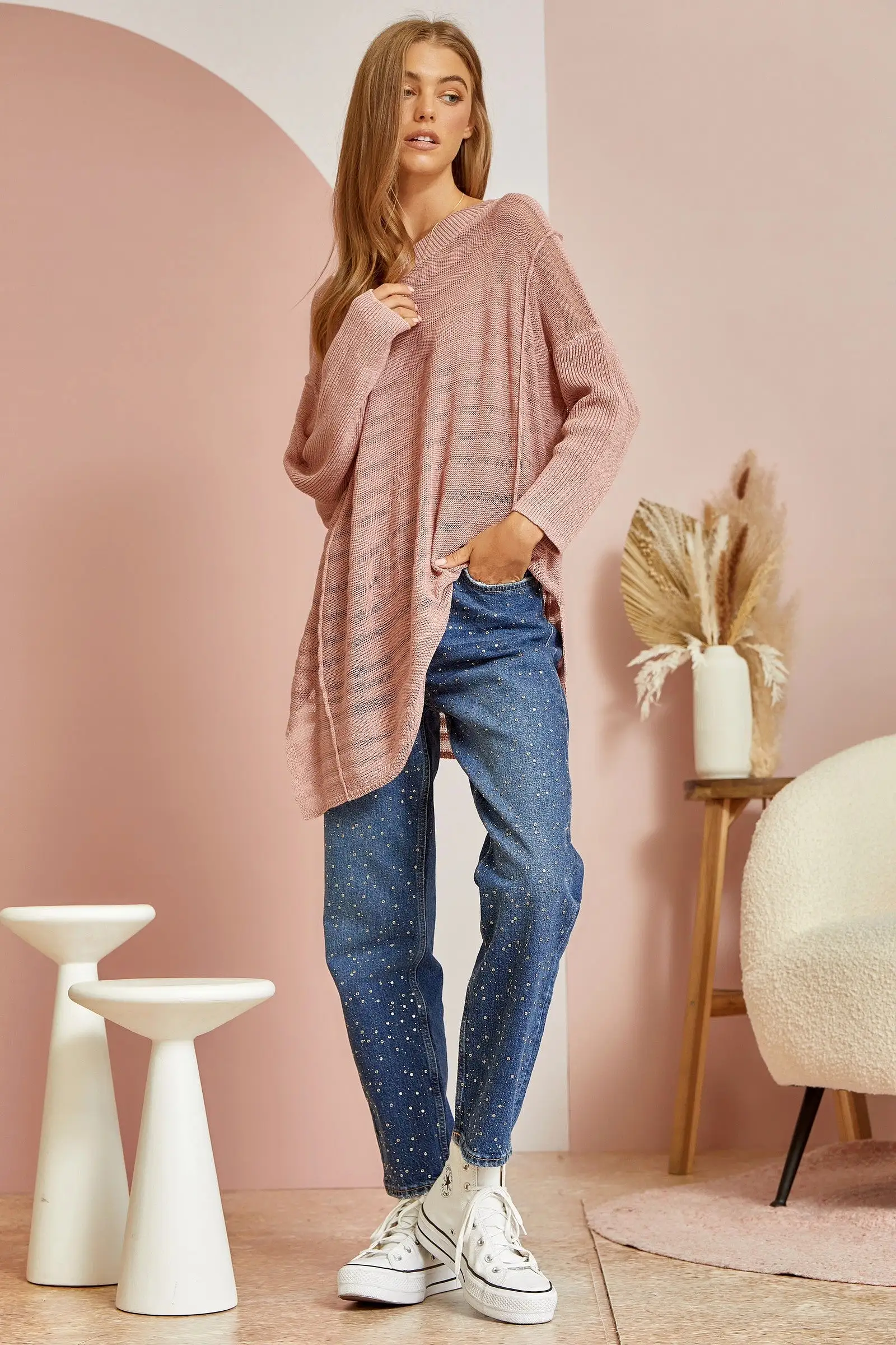 It's Worth It Tunic Sweater - Dusty Mauve