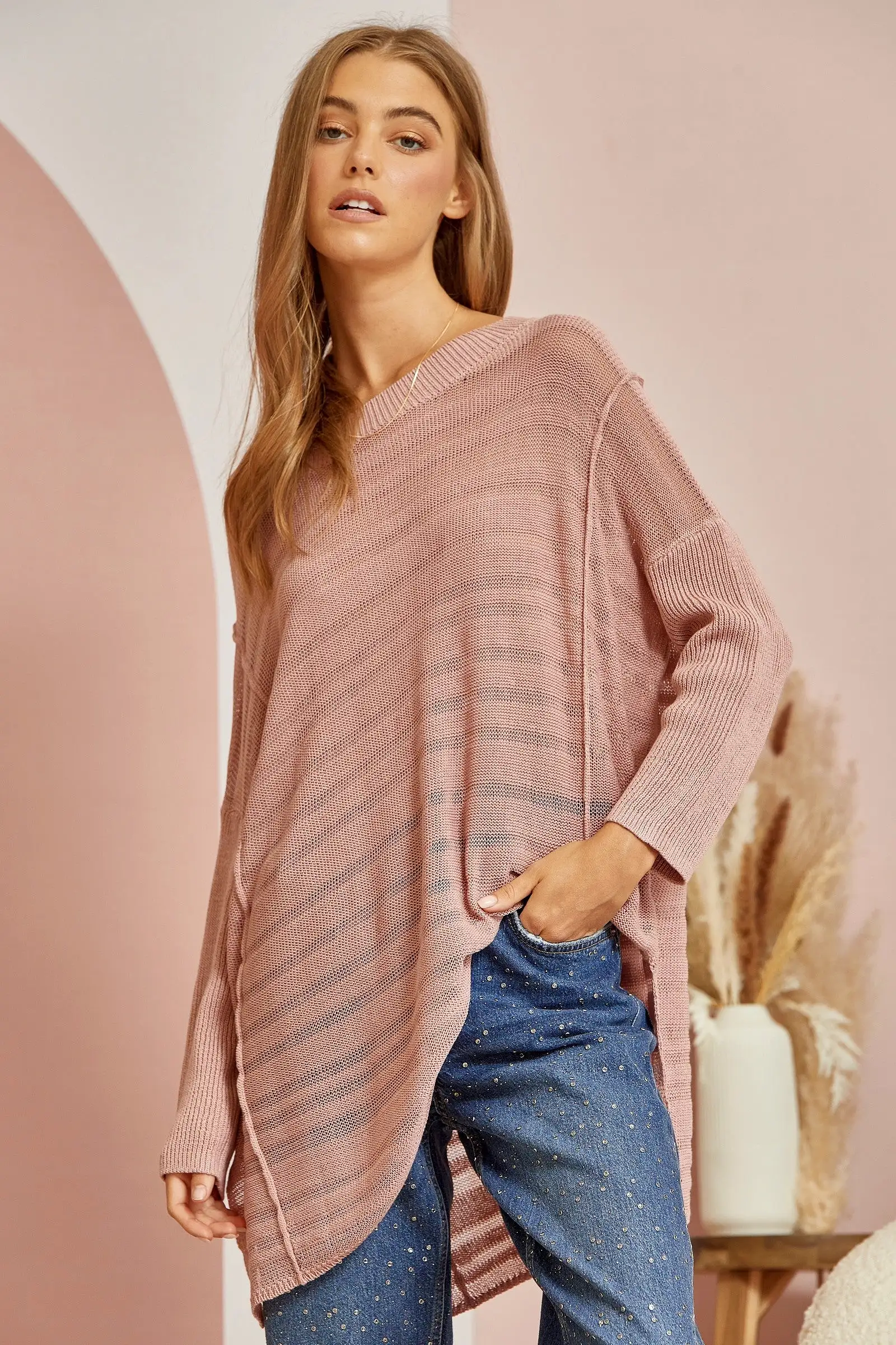 It's Worth It Tunic Sweater - Dusty Mauve