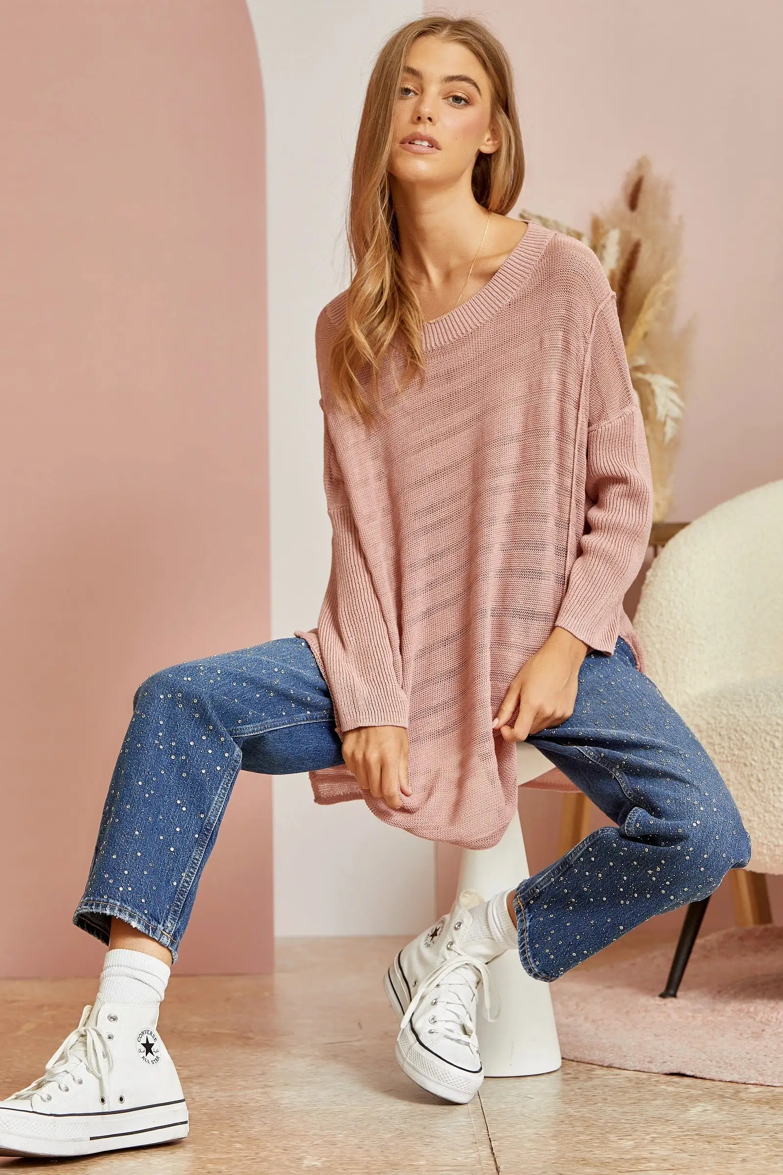 It's Worth It Tunic Sweater - Dusty Mauve