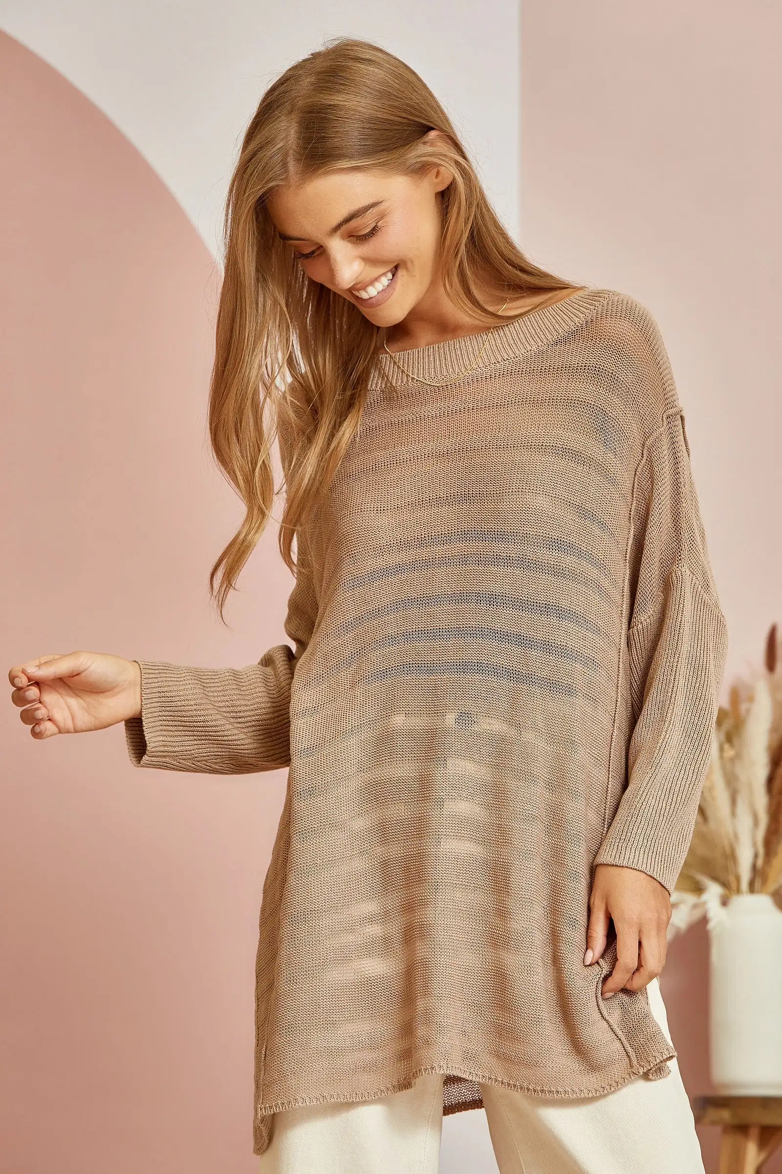 It's Worth It Tunic Sweater - Oatmeal