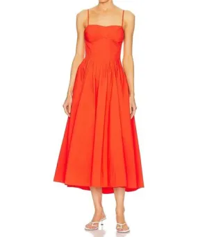 Jonathan Simkhai Kittiya Sleeveless Midi Dress In Flame