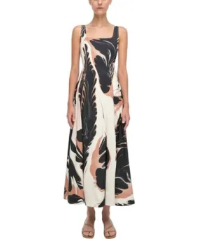 Jonathan Simkhai Paola Midi Dress In Camel Ink Blot