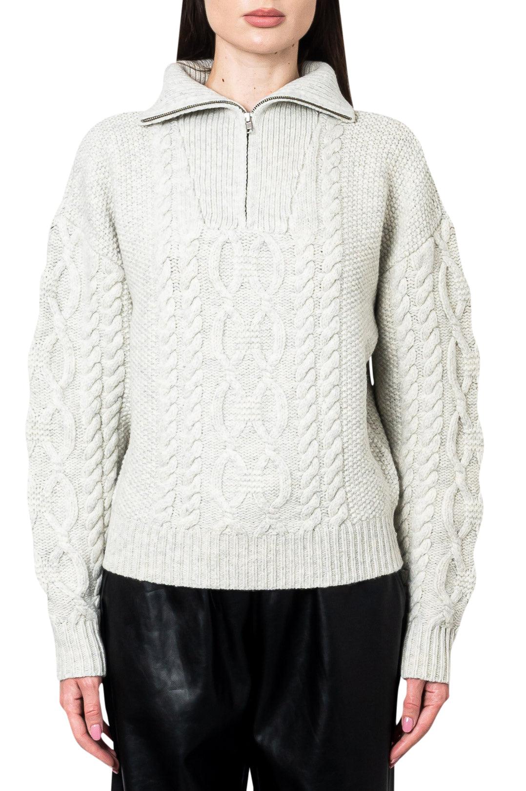 Knit cable turtleneck sweater