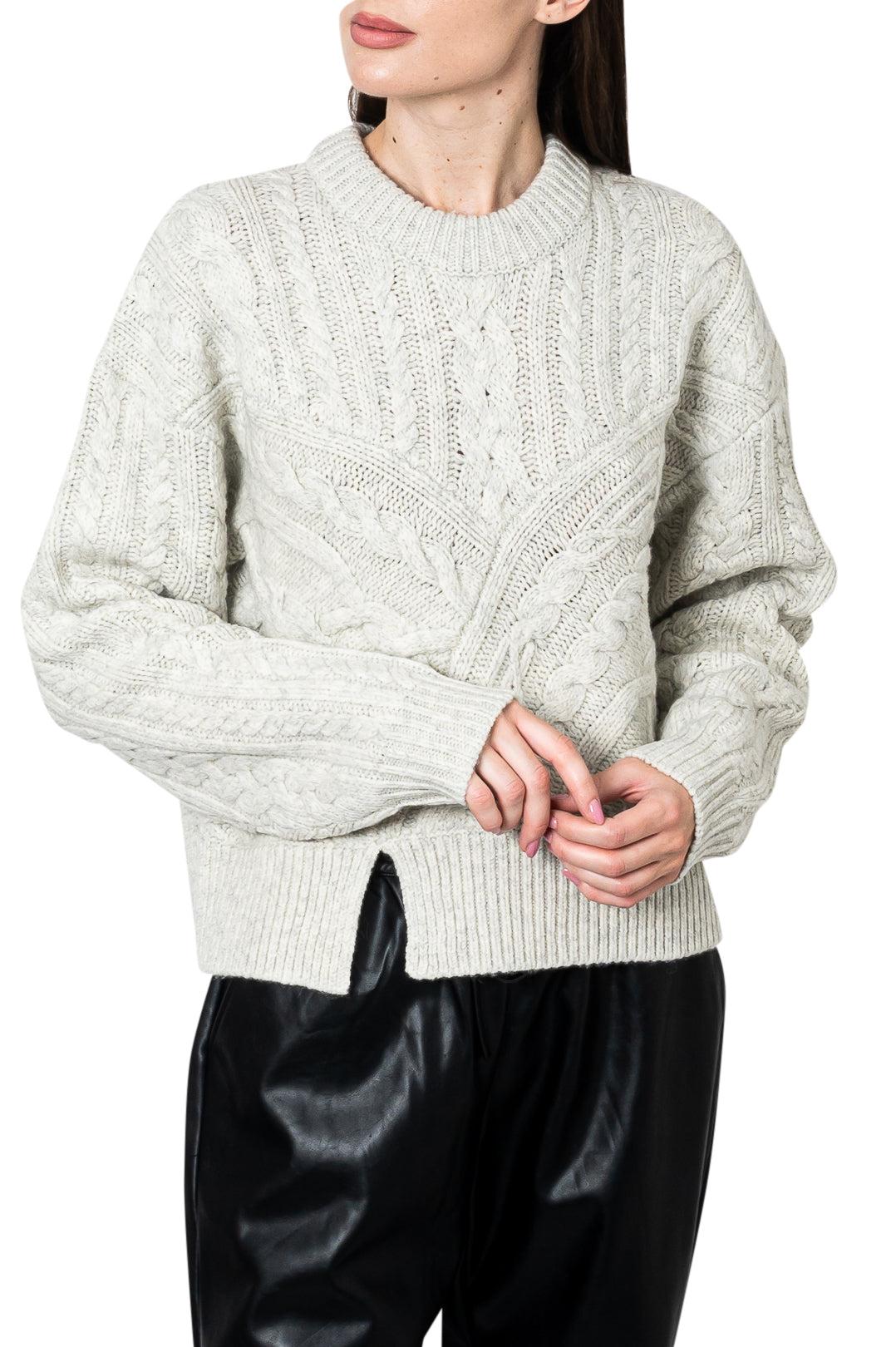 Knit cable turtleneck sweater