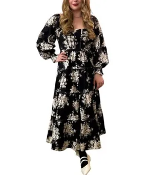 Listicle Floral Print Corset Maxi Dress In Black Floral