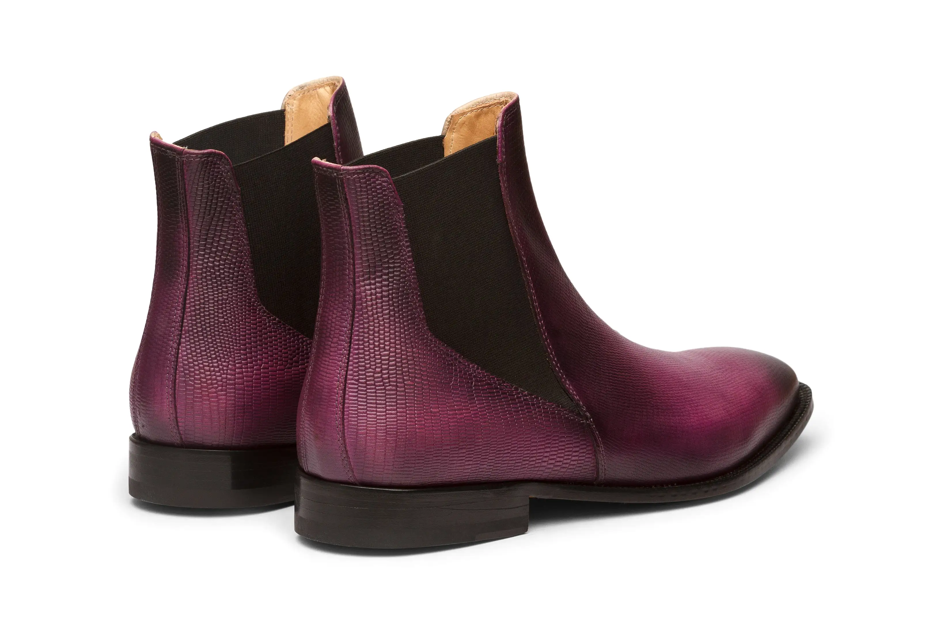 Lizard Skin Print Chelsea Boots - Purple Patina