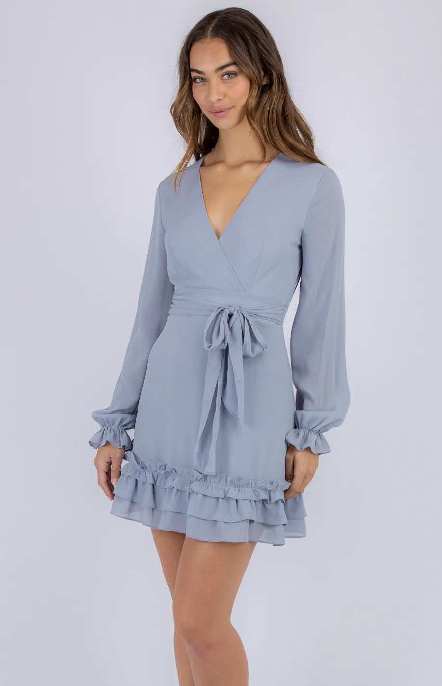 Long Sleeve Dress with Frill Detailed Hem (SDR793B)