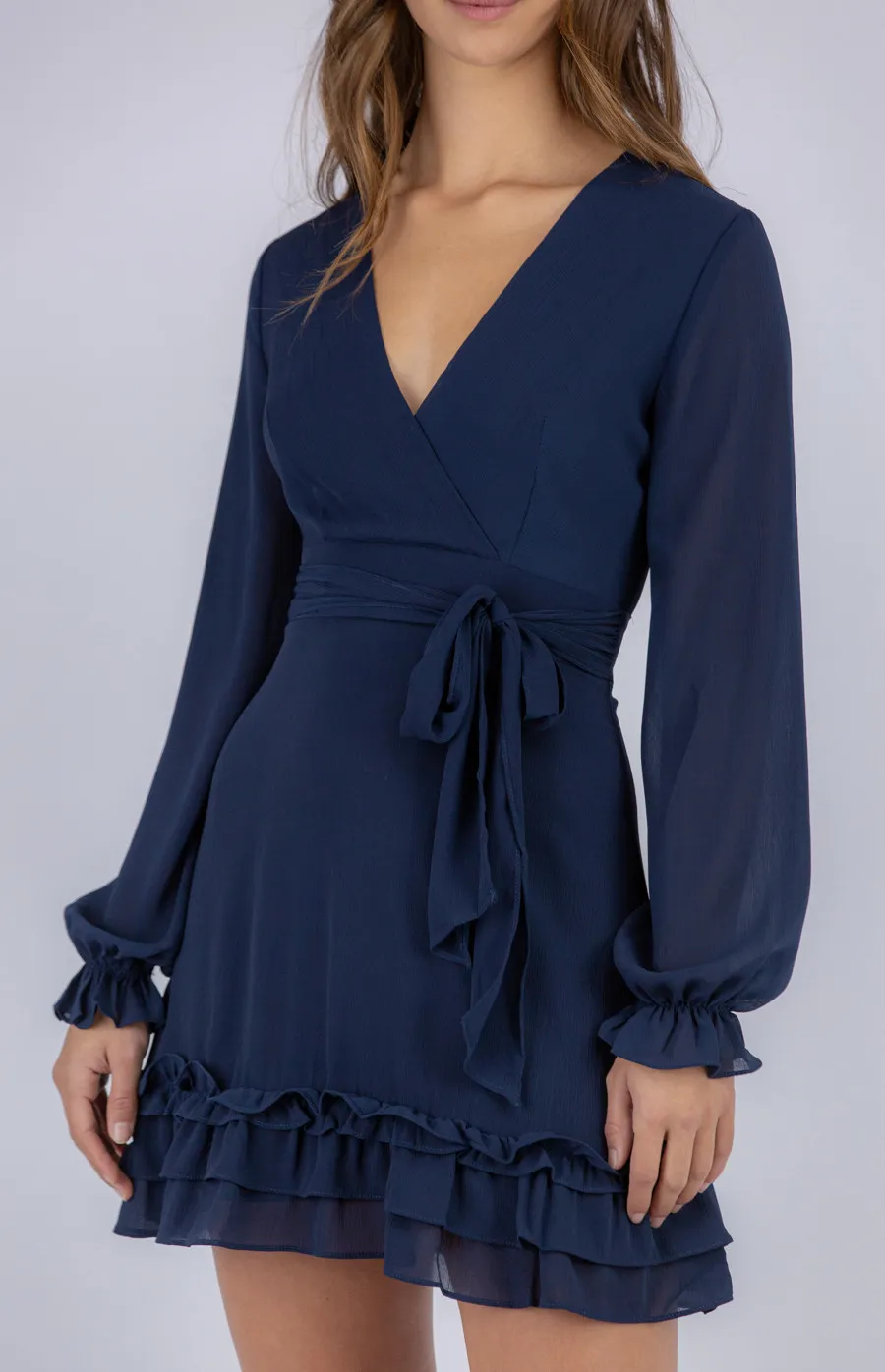 Long Sleeve Dress with Frill Detailed Hem (SDR793B)