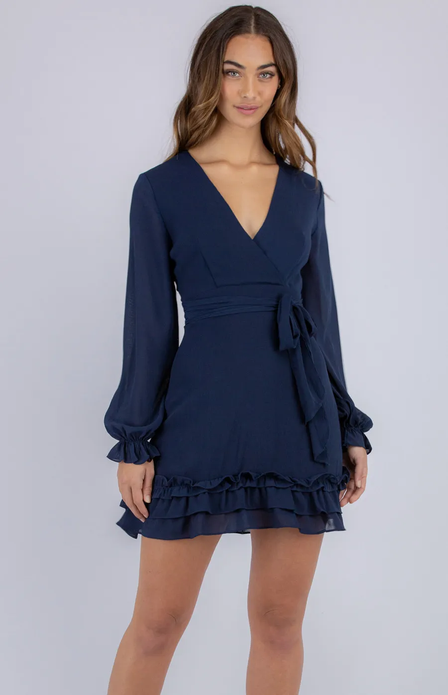 Long Sleeve Dress with Frill Detailed Hem (SDR793B)