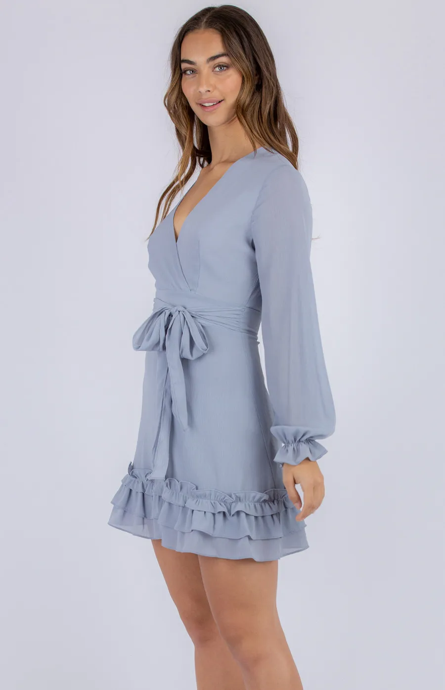 Long Sleeve Dress with Frill Detailed Hem (SDR793B)