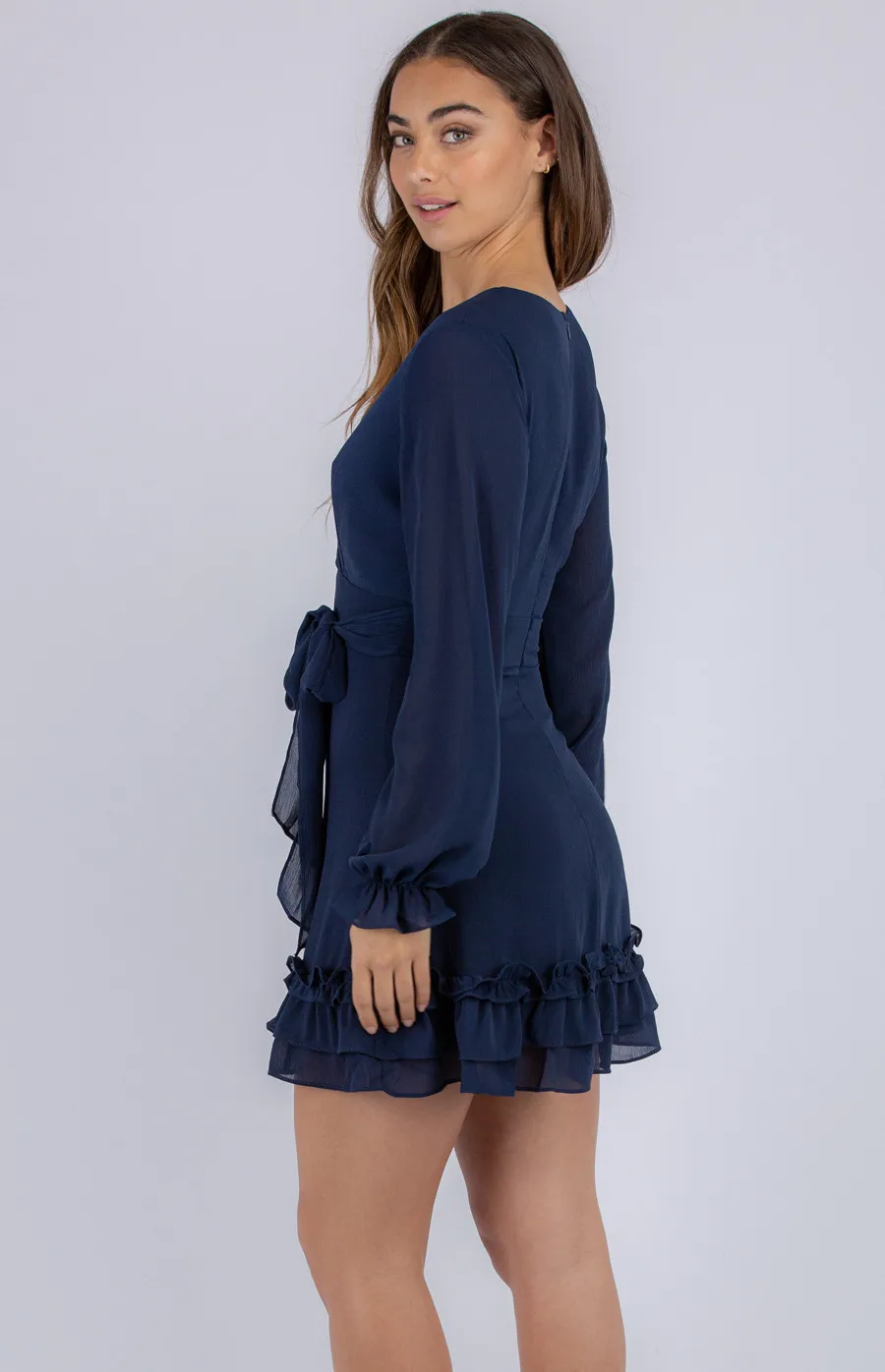 Long Sleeve Dress with Frill Detailed Hem (SDR793B)