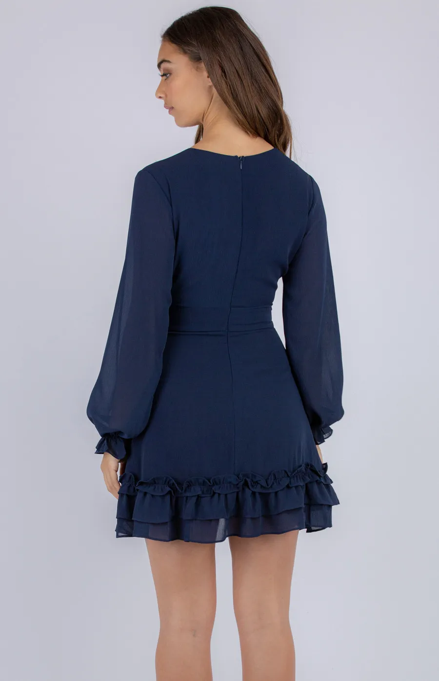 Long Sleeve Dress with Frill Detailed Hem (SDR793B)