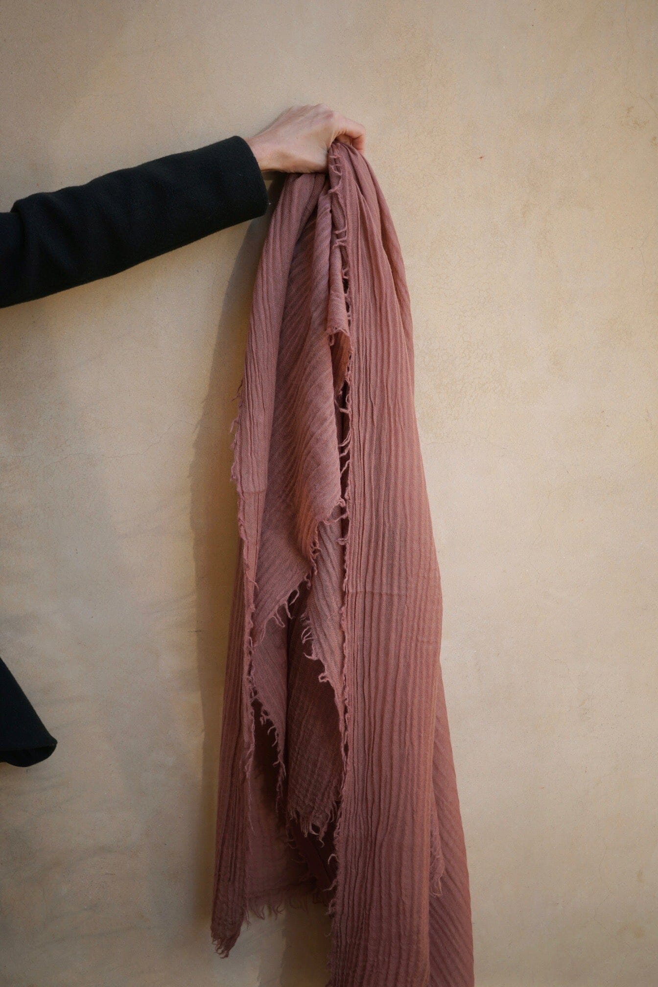 Loom Woven Fine Wool Scarf | Dusty Rose