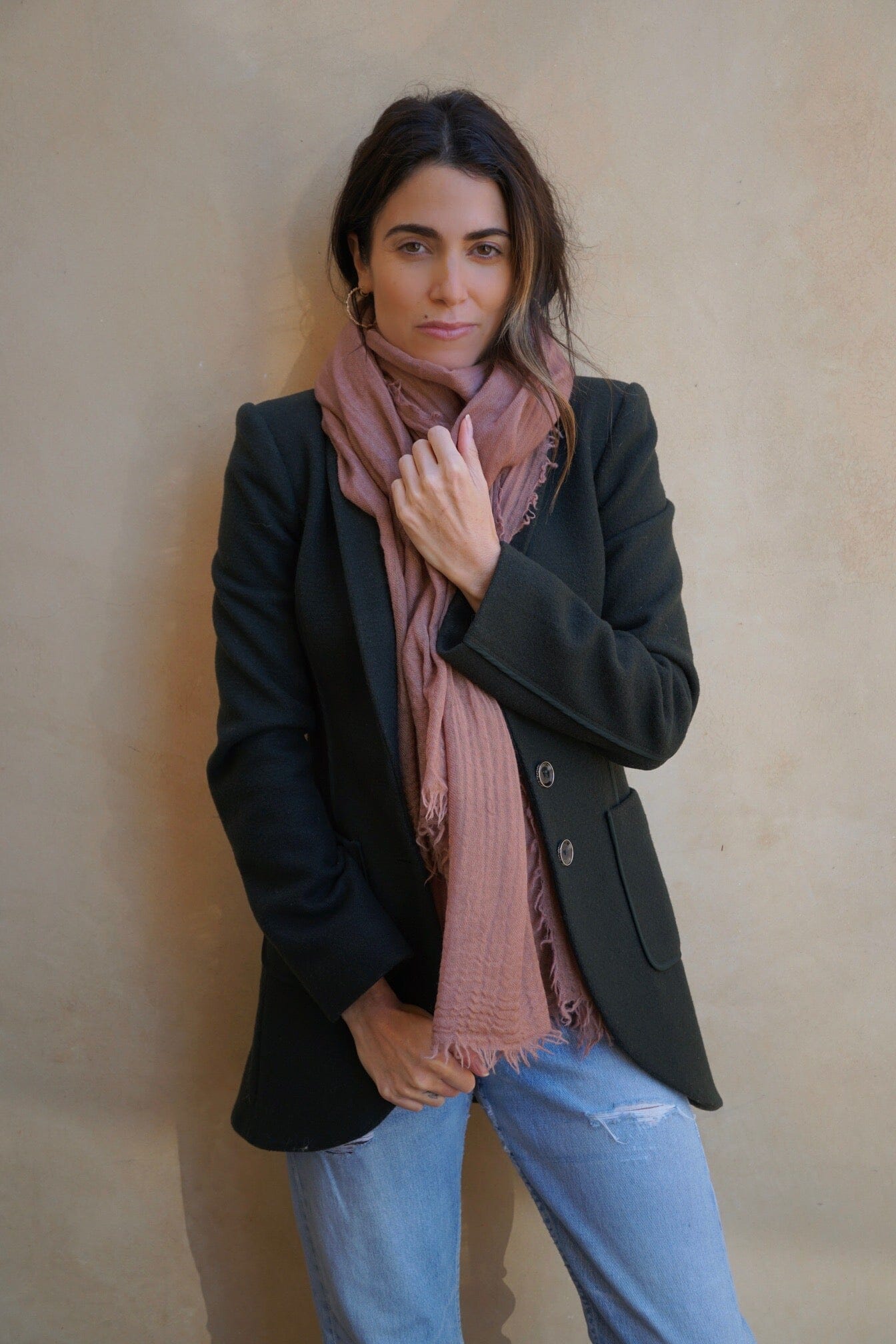 Loom Woven Fine Wool Scarf | Dusty Rose