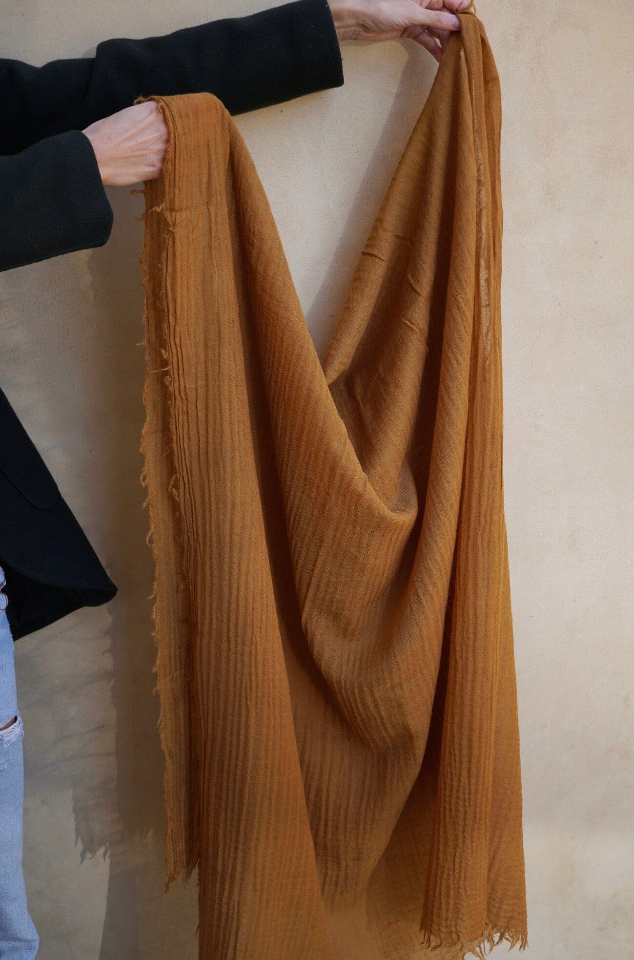 Loom Woven Fine Wool Scarf | Golden