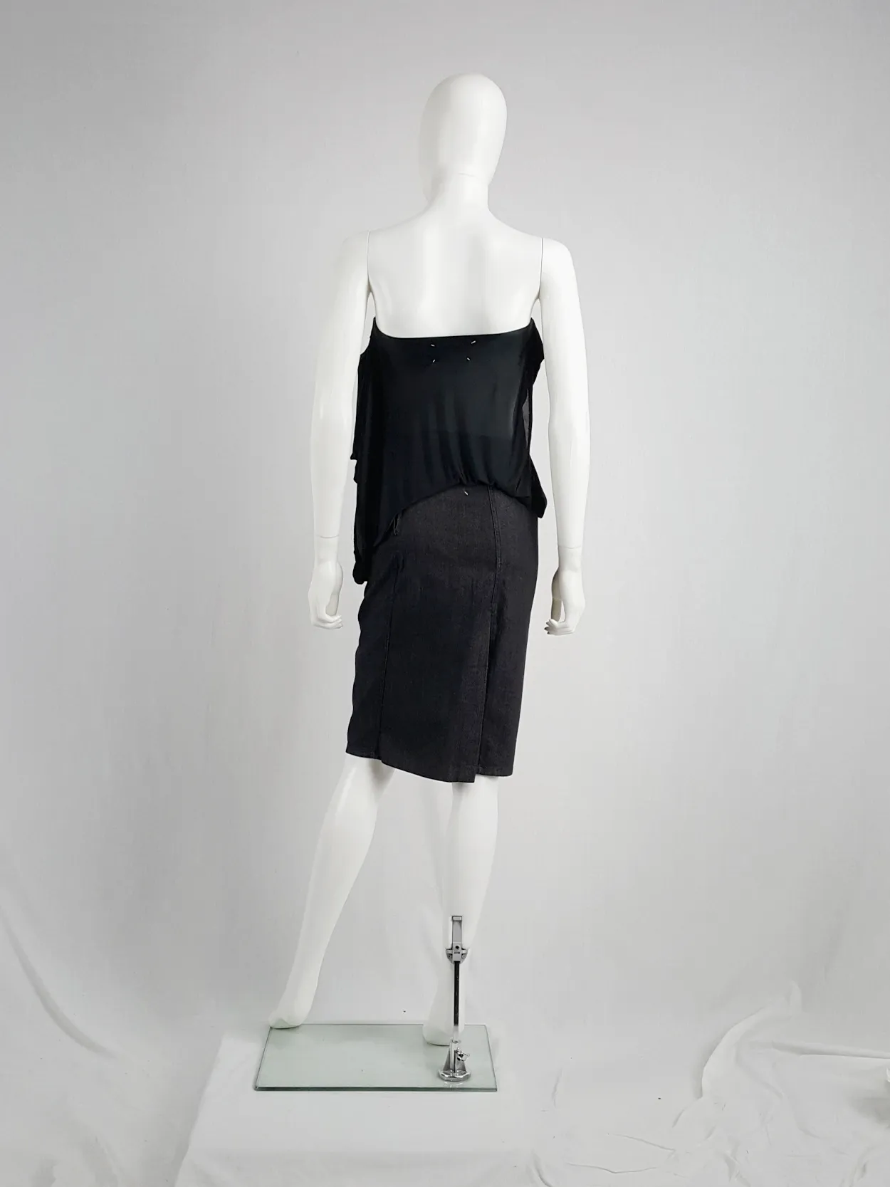 Maison Martin Margiela denim skirted shorts with front flap — fall 2007