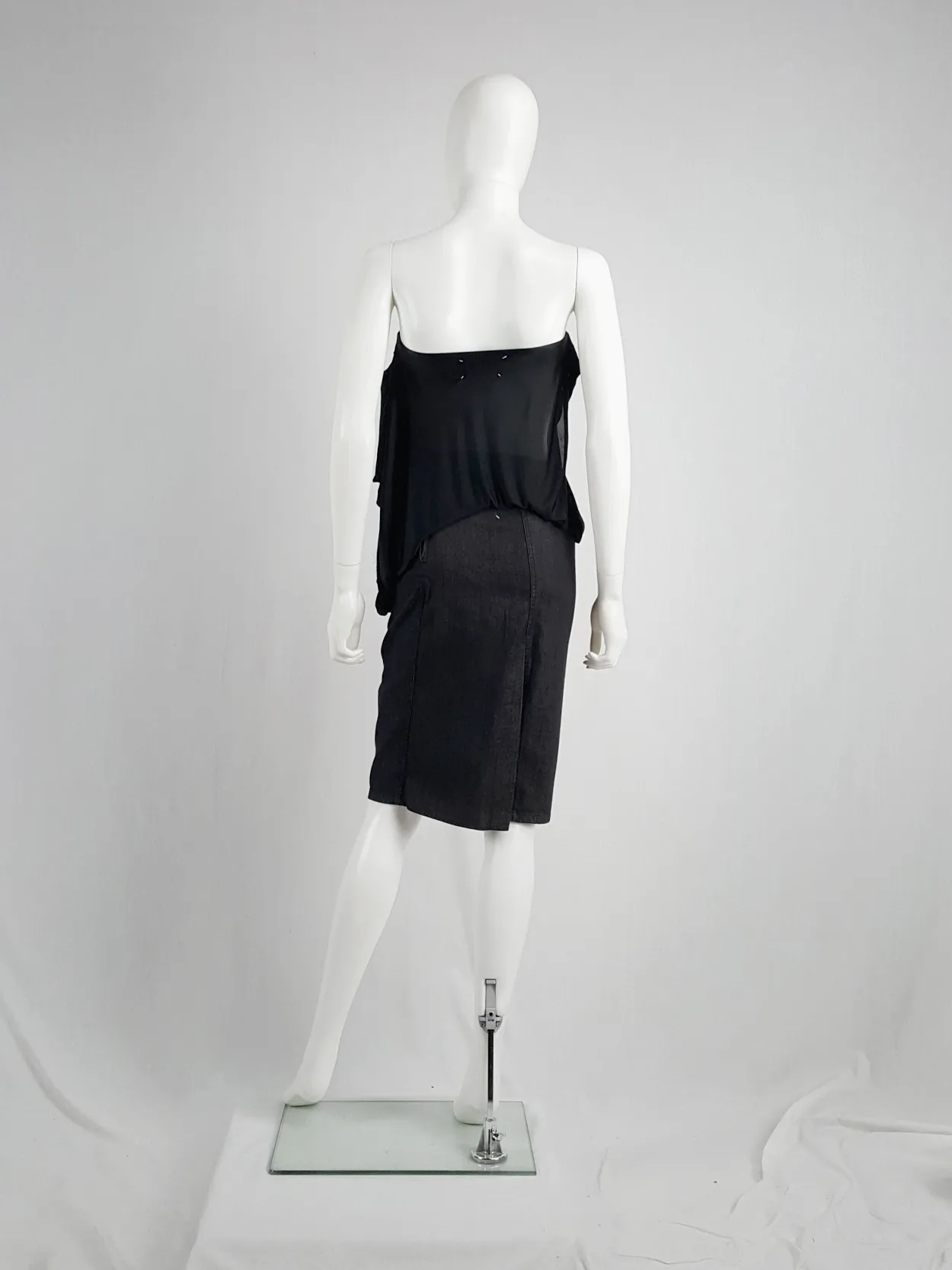 Maison Martin Margiela denim skirted shorts with front flap — fall 2007