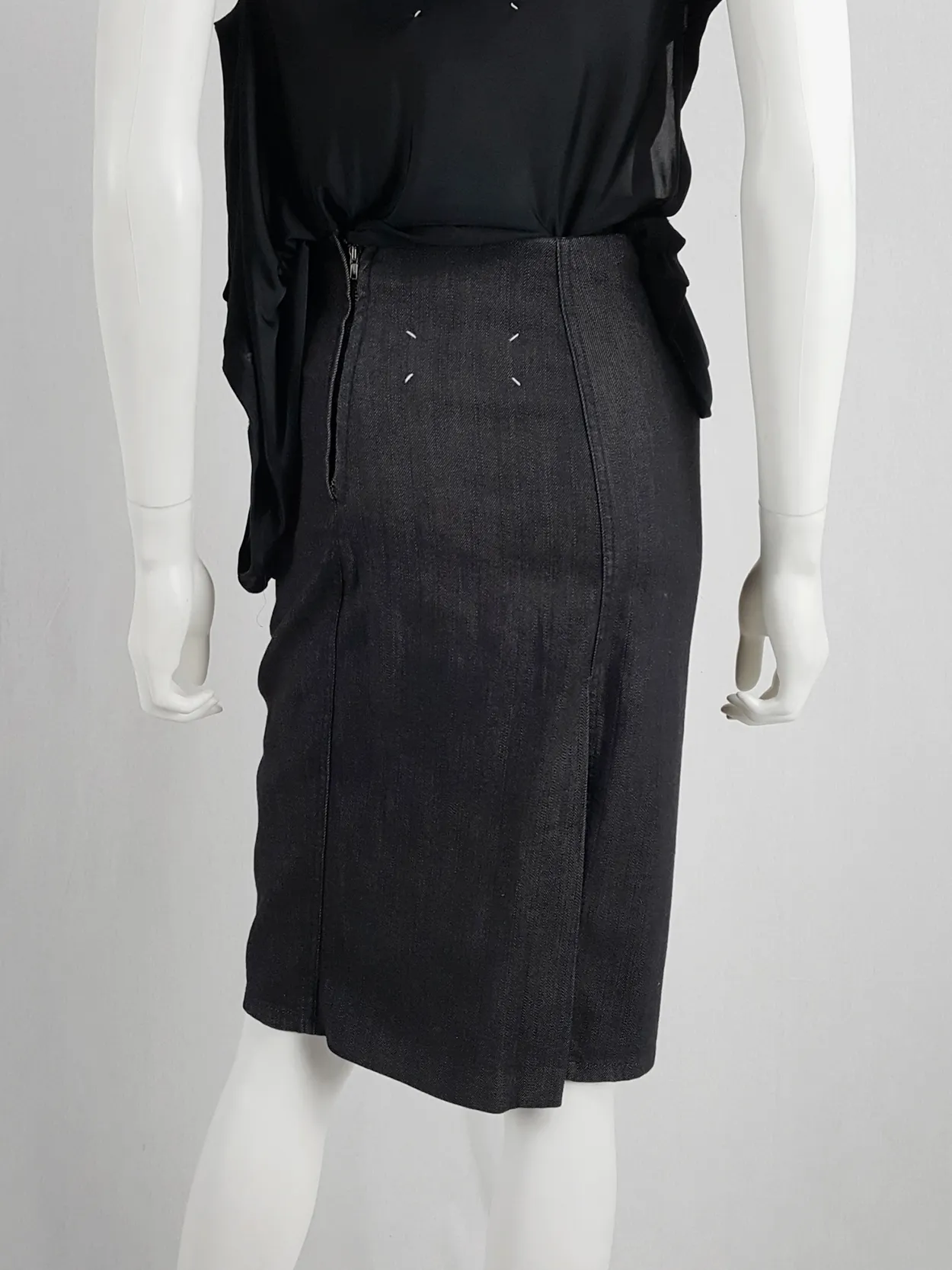 Maison Martin Margiela denim skirted shorts with front flap — fall 2007