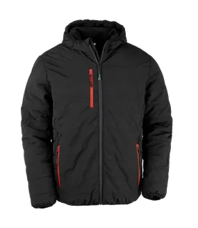 Mens compass padded jacket black/red Result Genuine Recycled