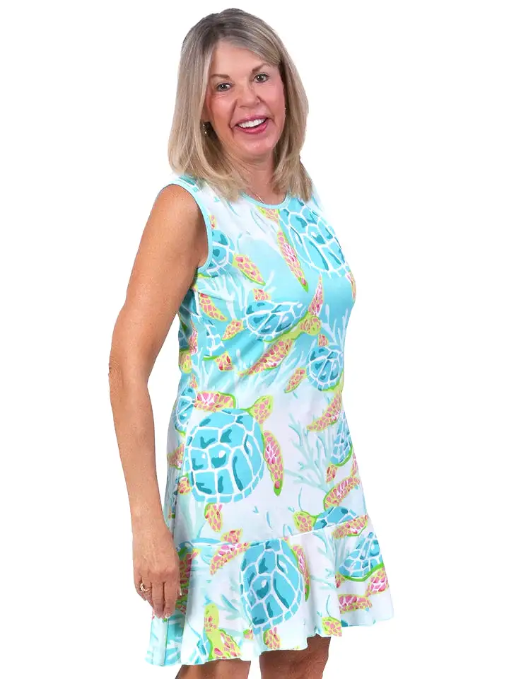 MJ Sealife Flounce Dress - Turtle Cove