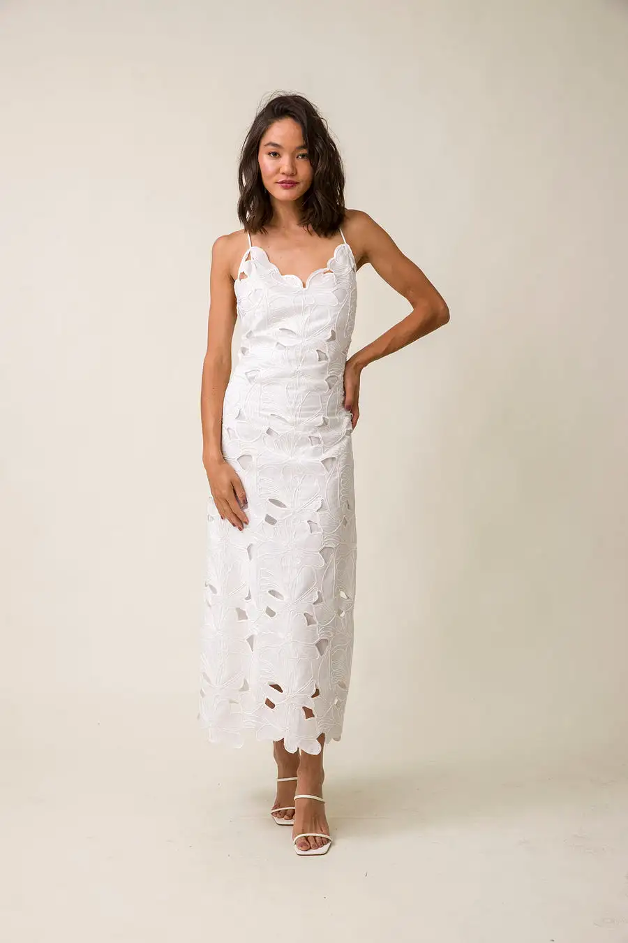 Morning Glory Midi Dress in White