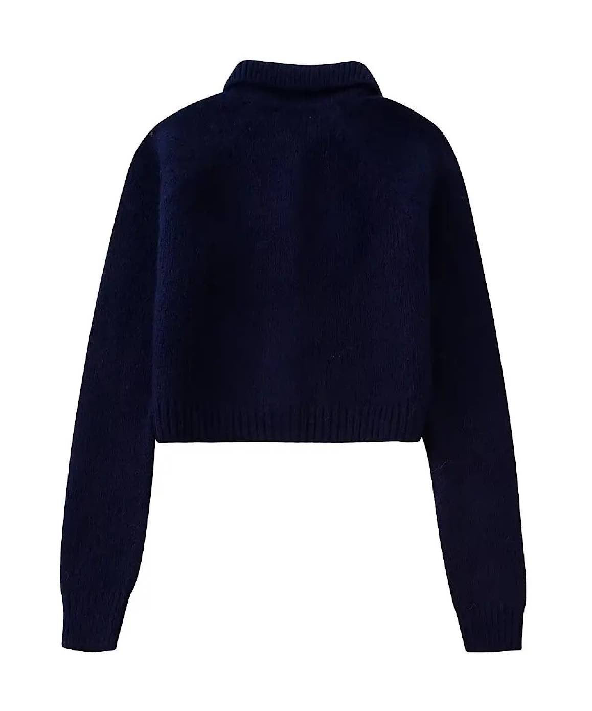 Navy Blue Collared Warm Sweater