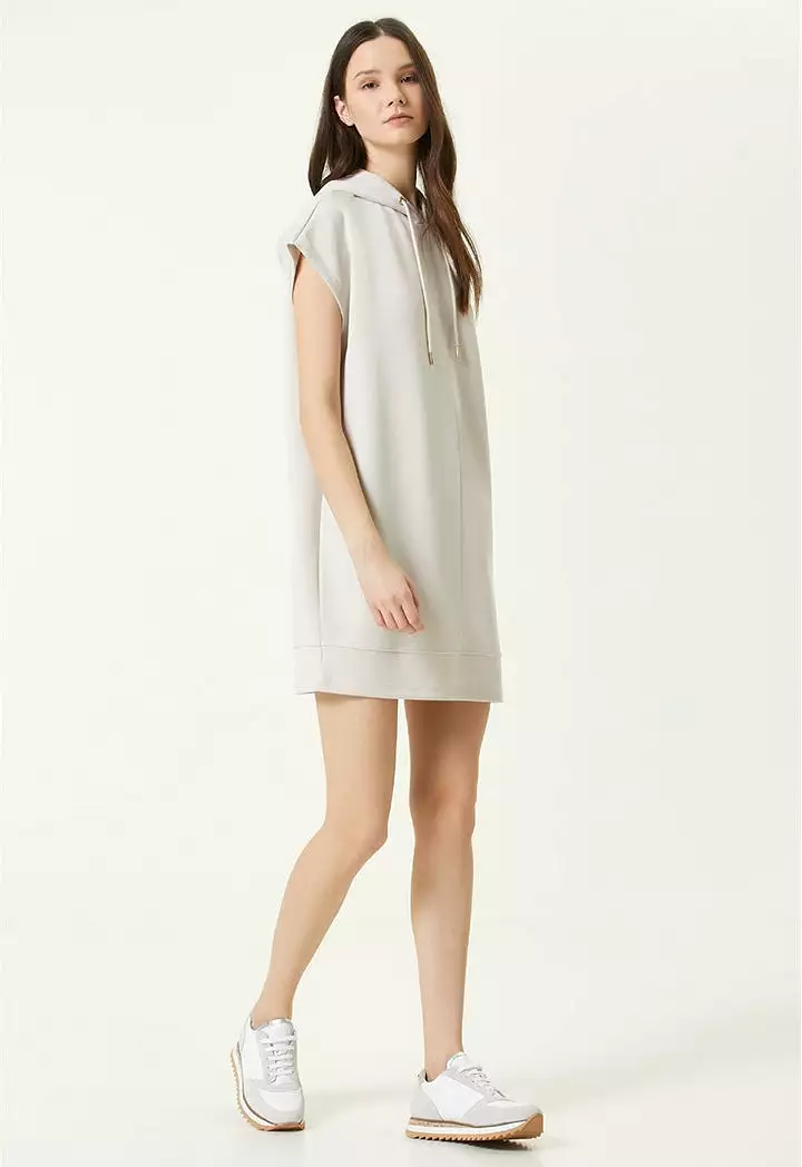 Network Hooded Mini Dress Beige