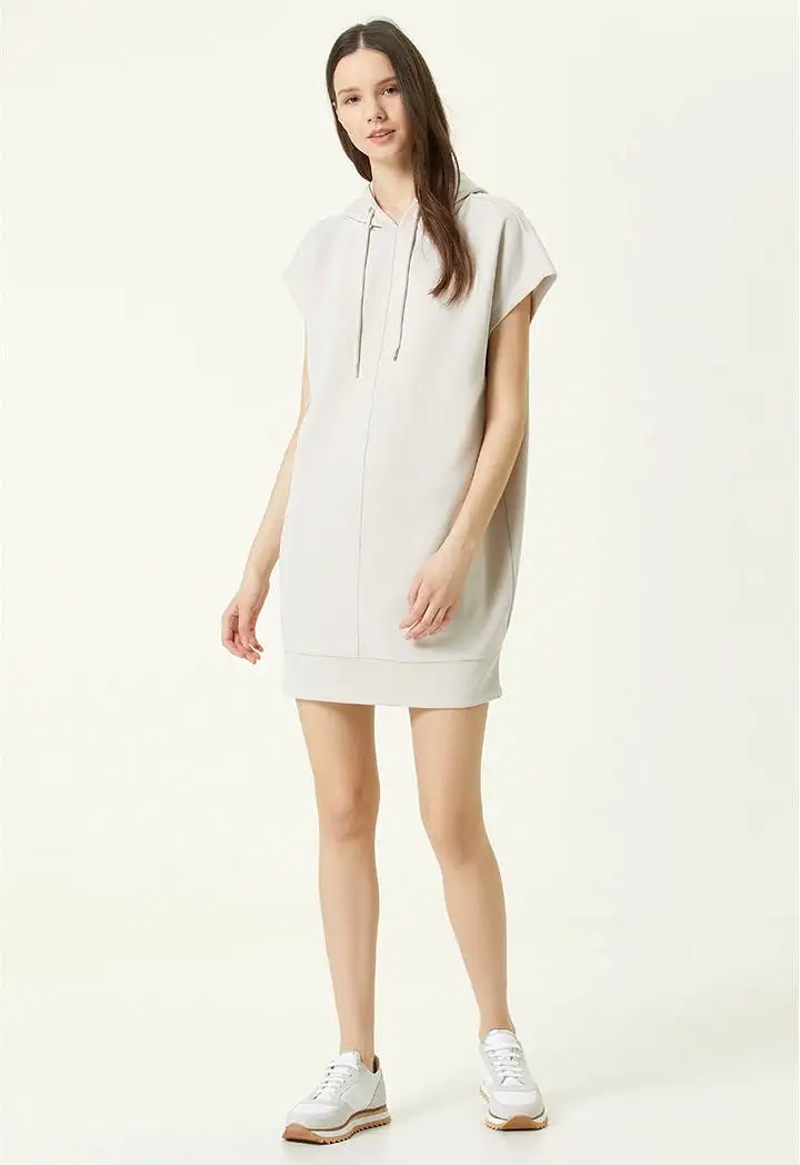 Network Hooded Mini Dress Beige