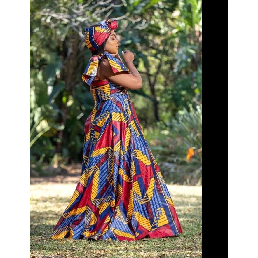 One Shoulder African Print Dress