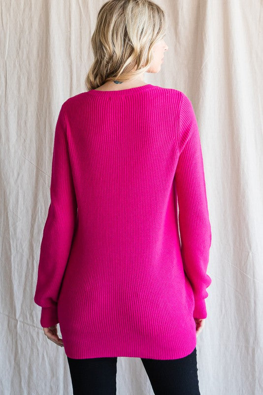 Overlapping Open Yoke Sweater