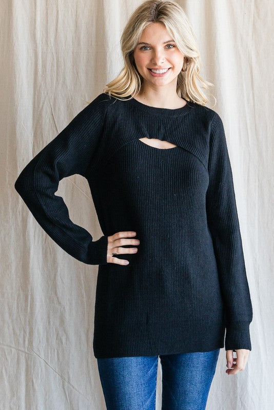 Overlapping Open Yoke Sweater