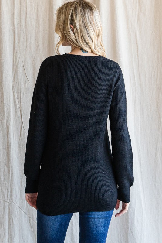 Overlapping Open Yoke Sweater