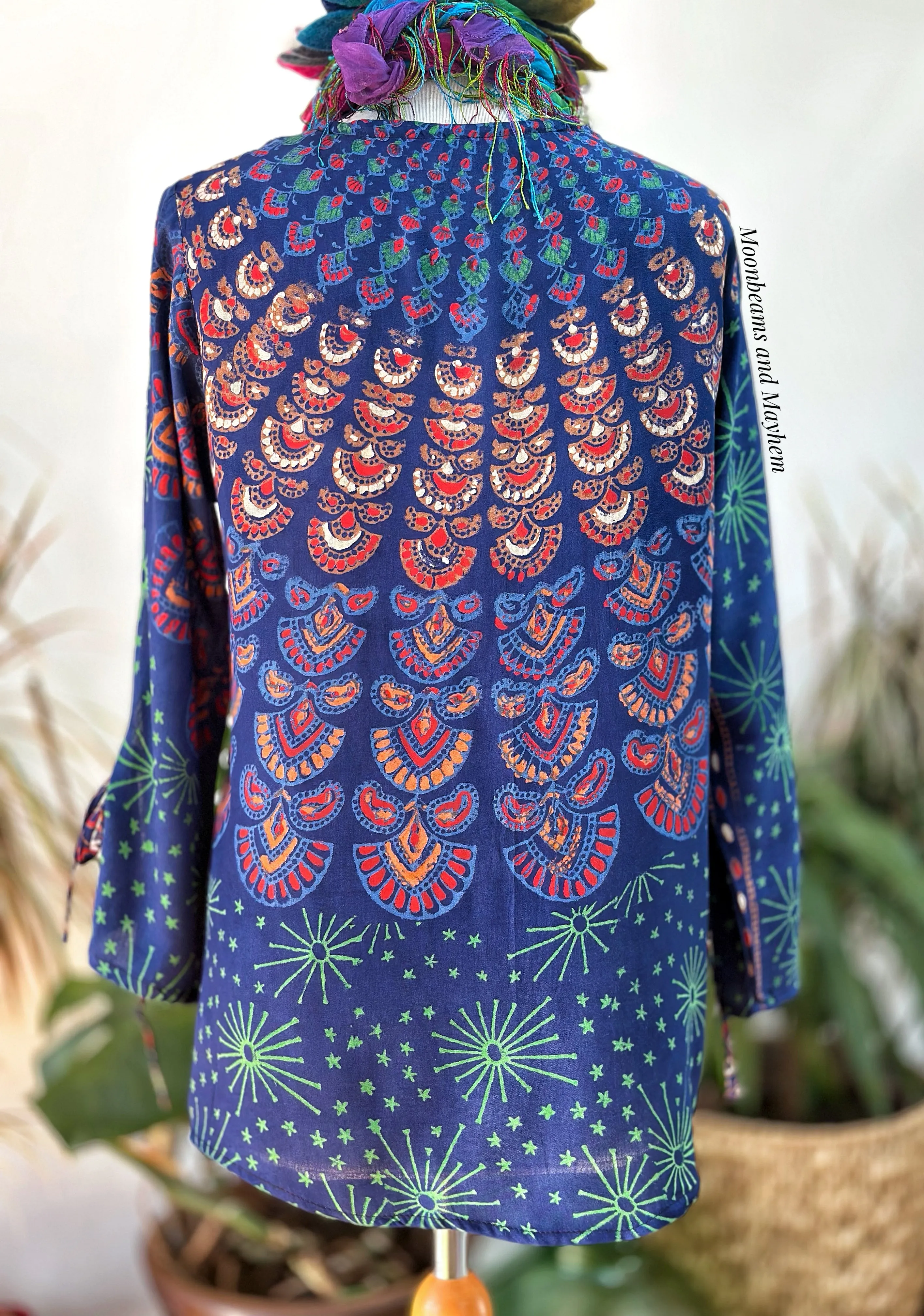 PERSIAN BLUE STARSHINE MANDALA TUNIC / TOP