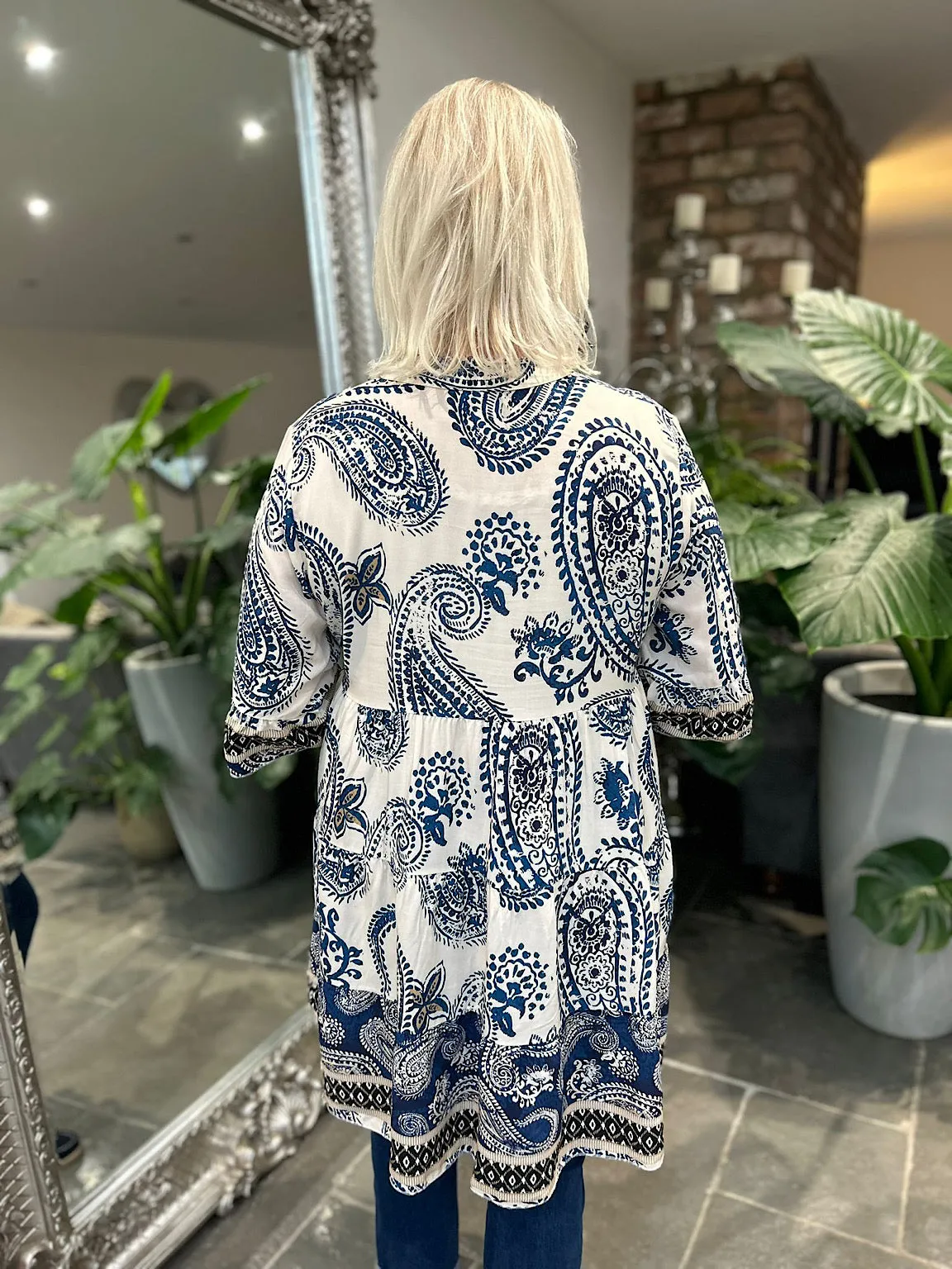 Petrol Blue Tribal Print Tunic Tina