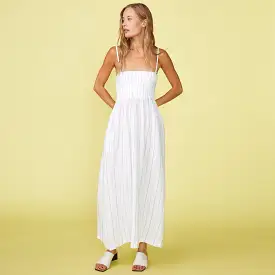 Pinstripe Gauze Smocked Maxi Dress