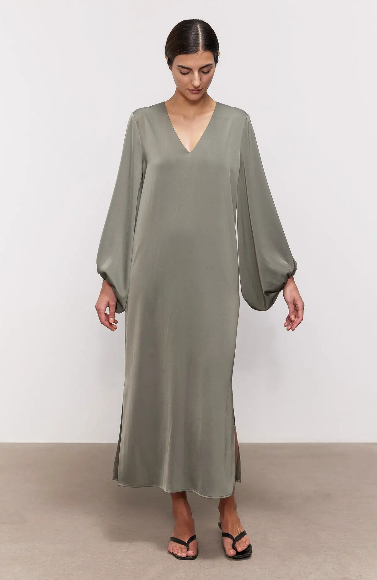 Raya V Necked Satin Dress