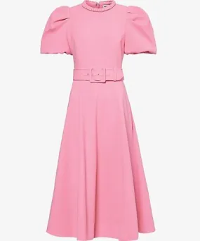 Rebecca Vallance Womens Shrimp Pink Rosita puff-sleeve woven midi dress