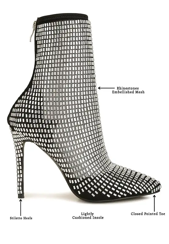 Rhinestones Mesh Boots