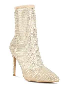 Rhinestones Mesh Boots