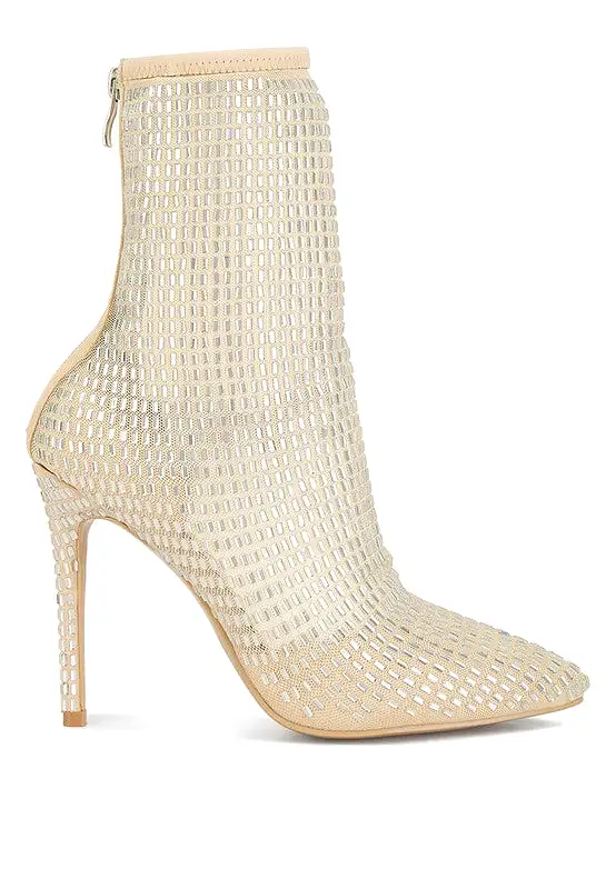 Rhinestones Mesh Boots