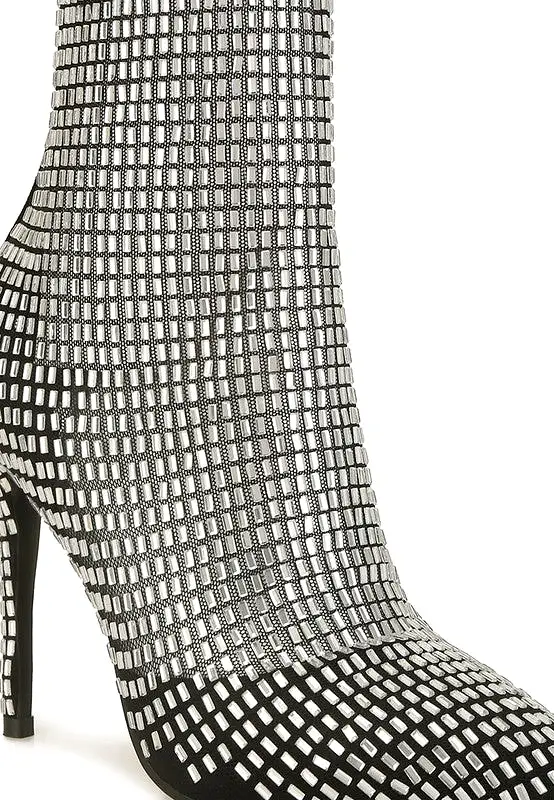 Rhinestones Mesh Boots