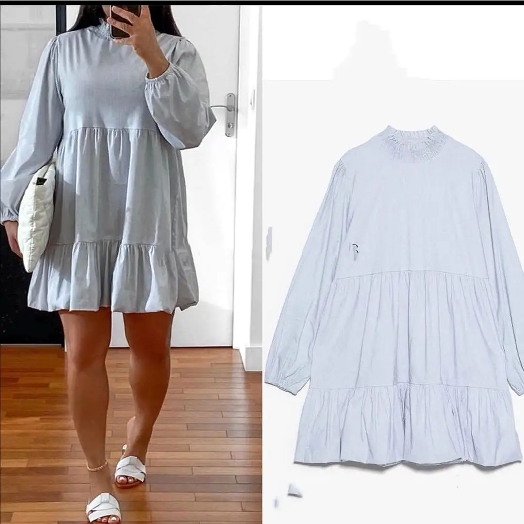 Round Neck Long sleeve mini Dress