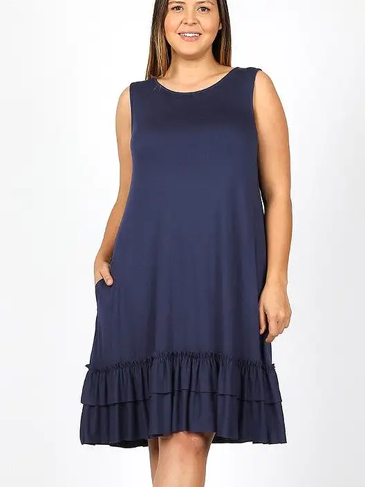 Ruffle Hem Sleeveless Dress - Available in 5 Colors