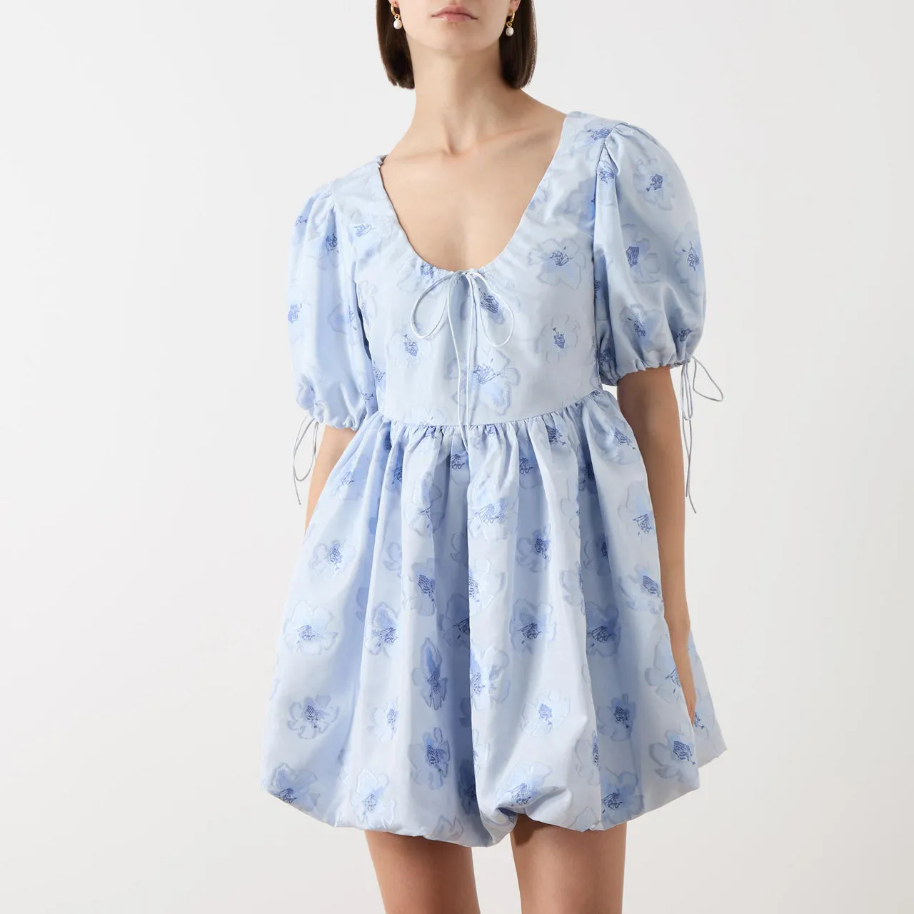 SISTER JANE Lily Floral Puff Mini Dress - Blue