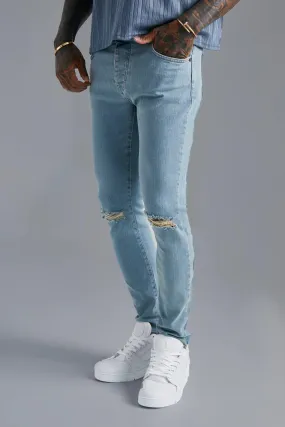 Skinny Stretch Jeans With Slash Knee | boohooMAN UK