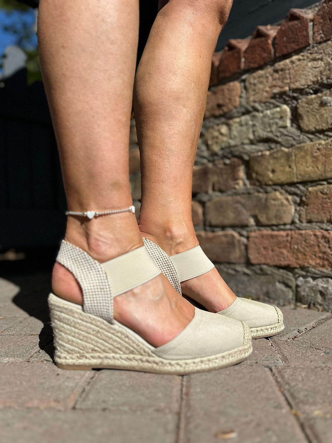 Stone Espadrille Wedge Shoes