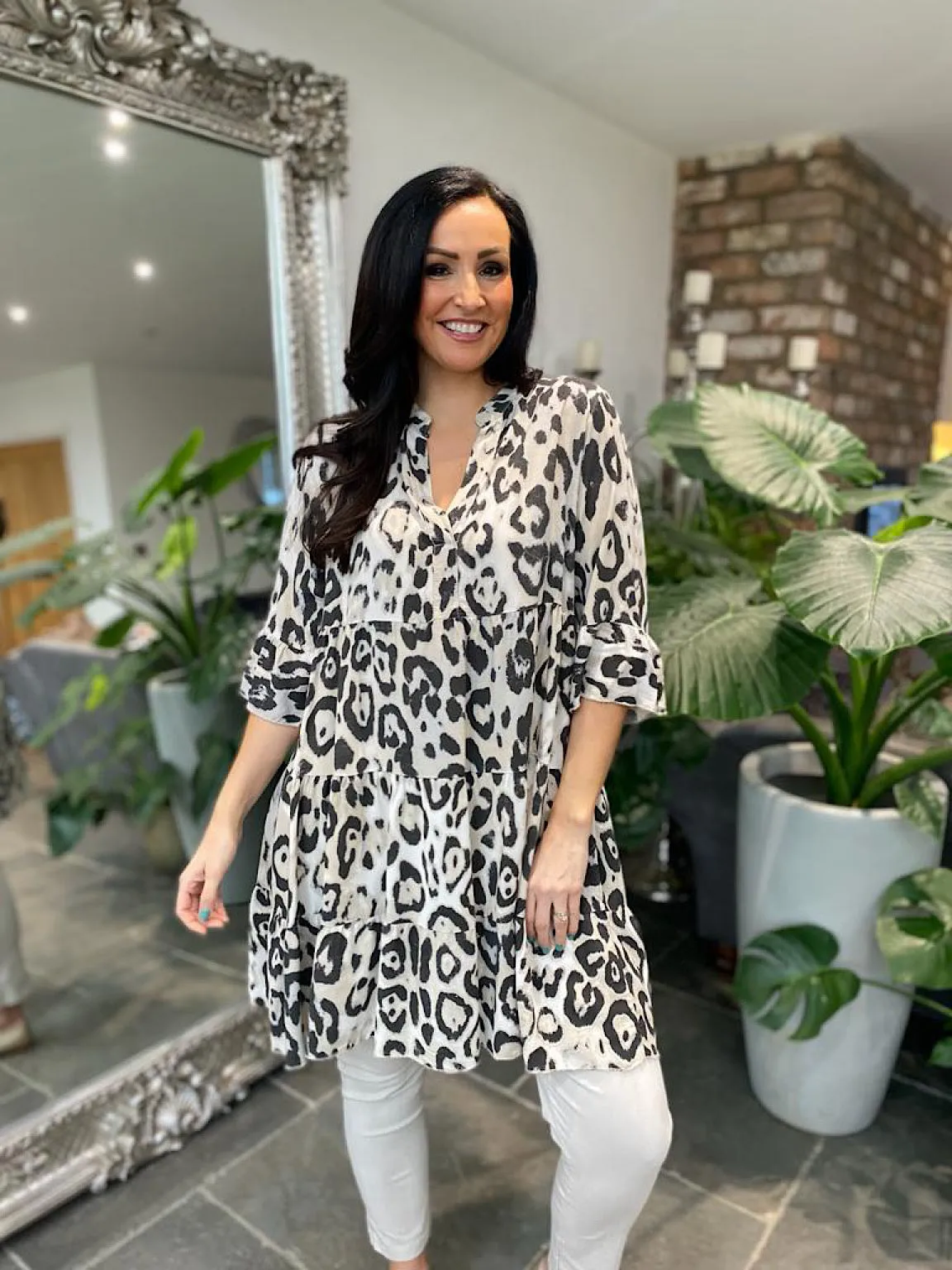 Stone Leopard Tiered Tunic Rachel