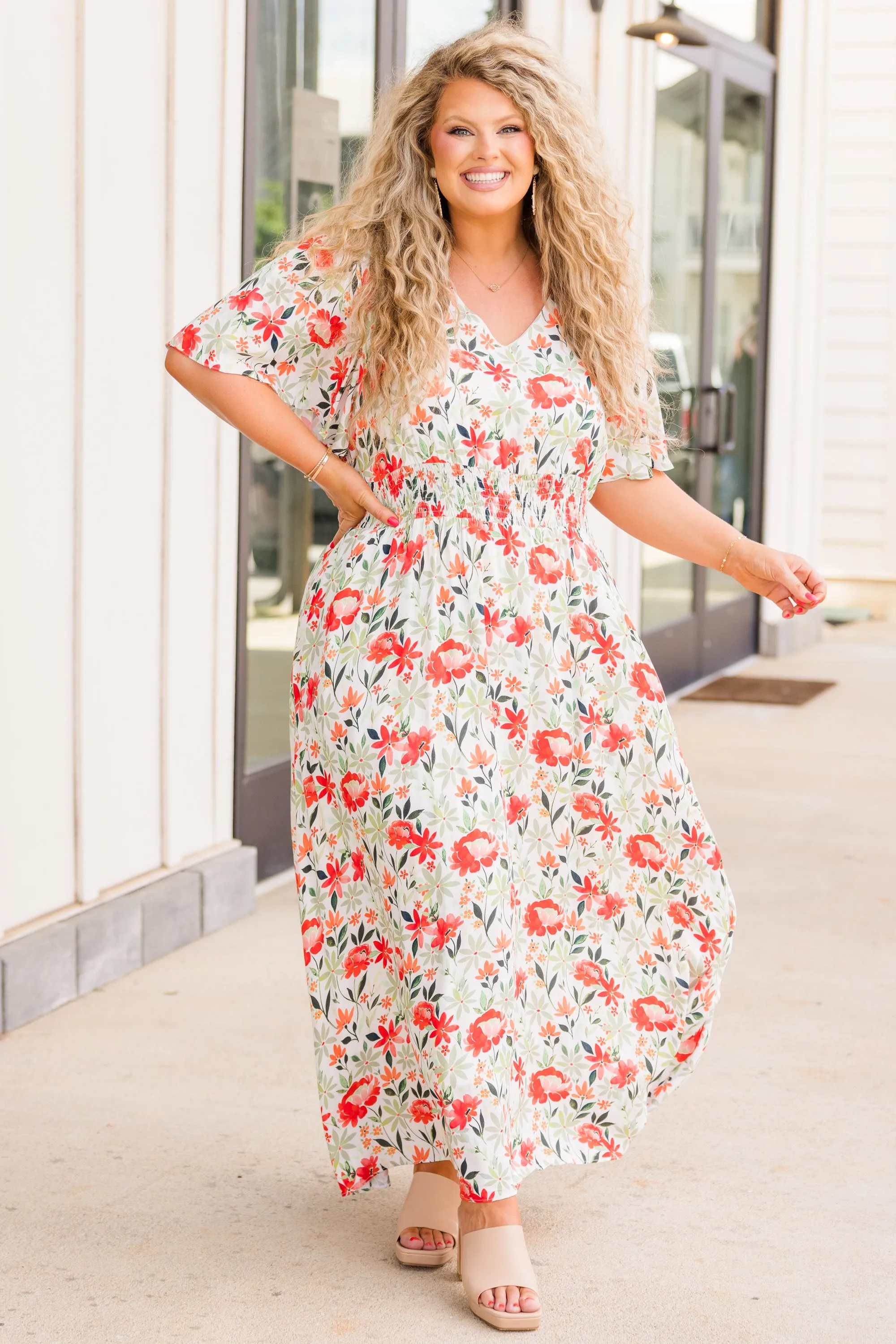 Stop And Smell The Flowers Maxi Dress, Red